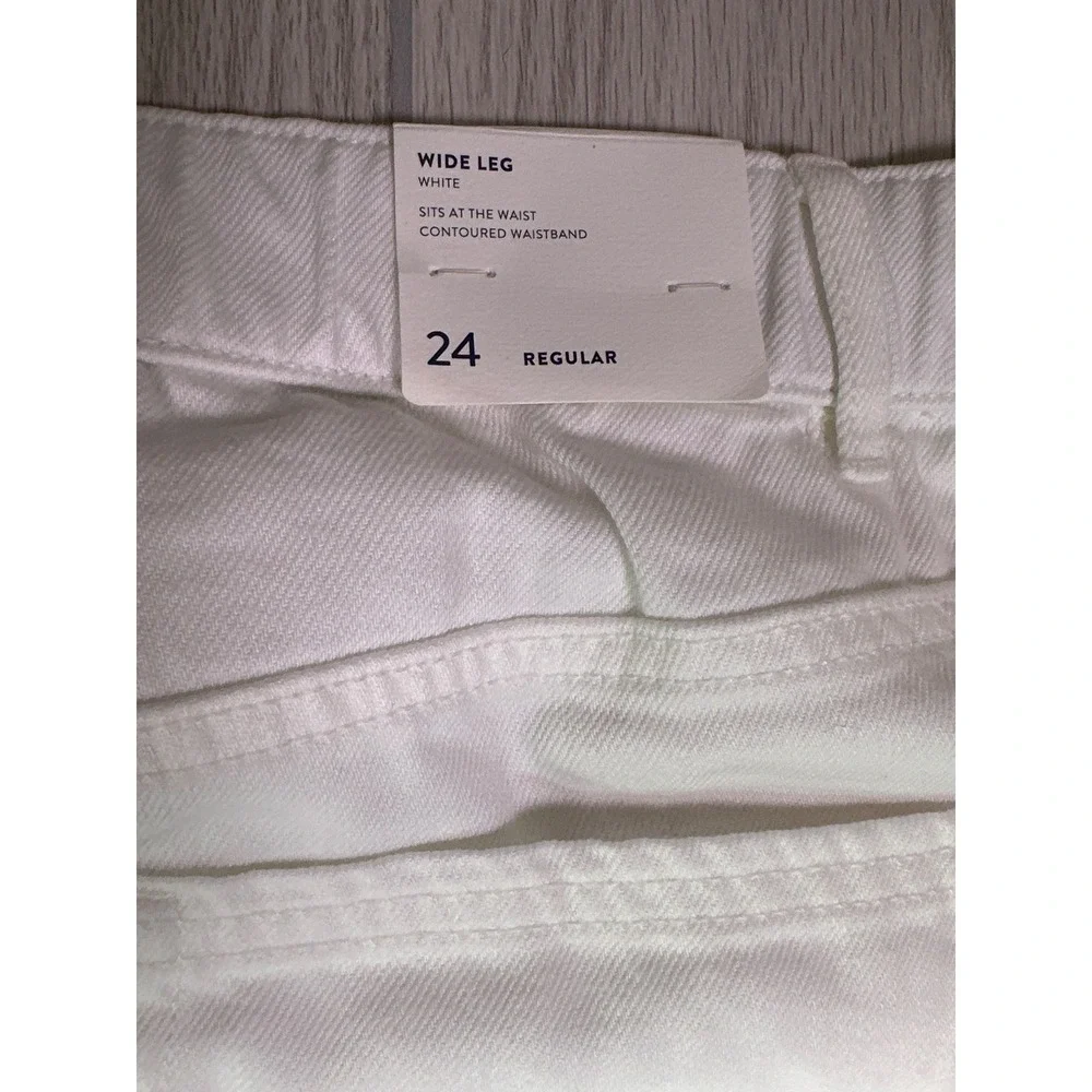 J.Jill White High-Rise Wide-Leg Denim Pants Cotton Tencel Size 24 Regular NEW